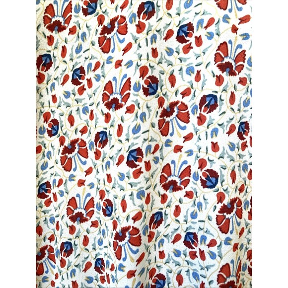 Max Studio Blouse Size 2X Red Blue Floral V Neck Ruffle Peplum Boho Waist Tie - Picture 2 of 16